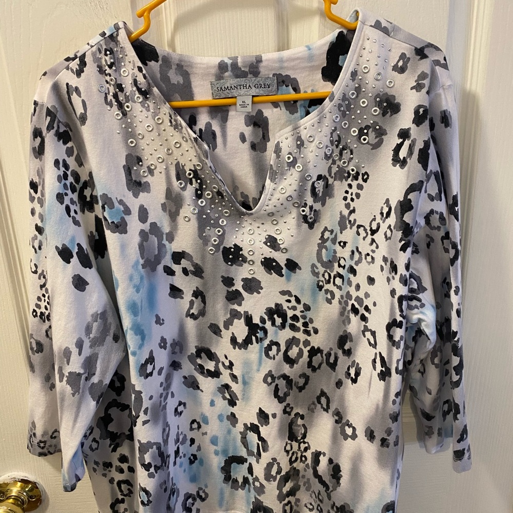 Samantha Grey Animal Print Top